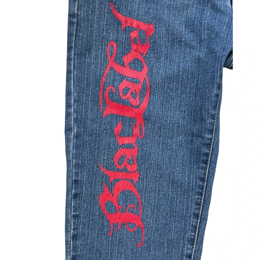 Black Label‎ Y2K Capri Jeans 13 14 Rose Graphic Blue